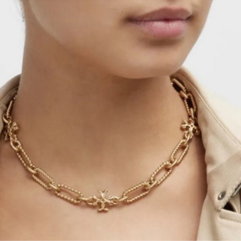 Tory Burch Gold Tone Roxanne Link Chunky Necklace NWT $179 - Picture 2 of 5